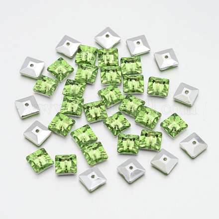 Back Plated Faceted Square Taiwan Acrylic Rhinestone Beads ACRT-M04-8-06-1