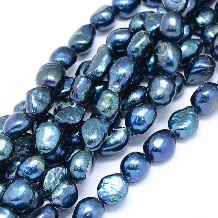 Brins de perles de culture d'eau douce colorées naturelles PEAR-L021-10-1