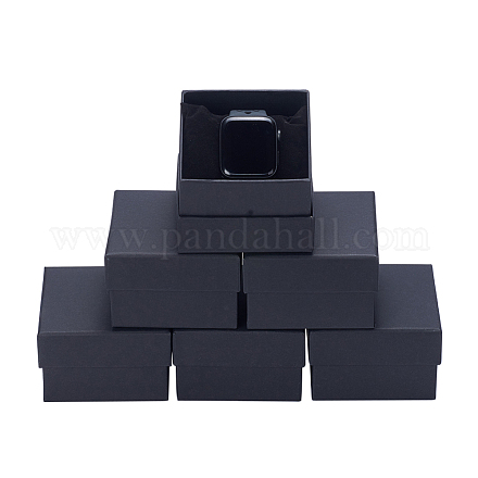 Красно-бумажные картонные шкатулки для драгоценностей CBOX-WH0003-04-1