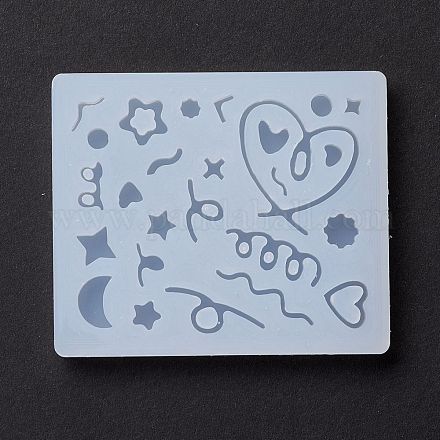 Line & Flat Round & Heart & Star & Flower & Moon riempimento stampi in silicone DIY-M029-08-1