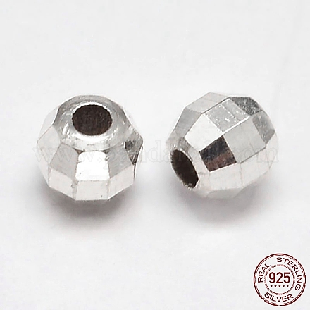 Facettiert rund 925 Sterling Silber Perlen STER-F012-02A-1