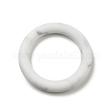リングシリコンビーズ  チーターのための咀嚼ビーズ  DIYの看護ネックレス用  ホワイト  65x10mm  穴：3mm  内径：46mm SIL-R013-02C-1