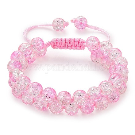 Bracelet en perles de verre tressées rondes étincelantes BJEW-SW00082-11-1