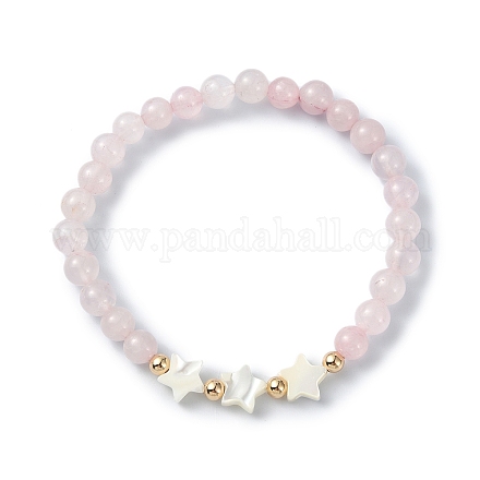Natürliche runde Perlenarmbänder aus Rosenquarz BJEW-JB09878-01-1