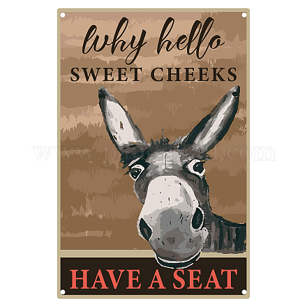 Creatcabin Donkey Metall-Blechschild „Why Hello Sweet Chee“ AJEW-WH0157-555-1