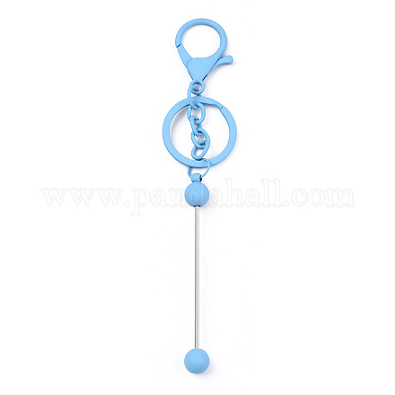 Schlüsselanhänger aus sprühlackierter Legierung mit Perlen für die Schmuckherstellung KEYC-A011-02K-1