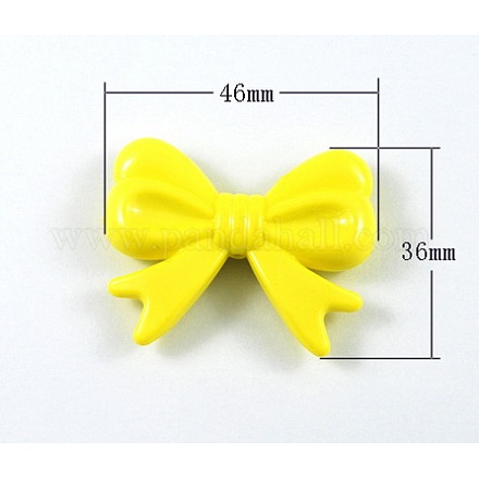 Grano de acrílico bowknot amarillo para la joya que hace los adornos del arte de DIY X-MACR-S065-1-1-1