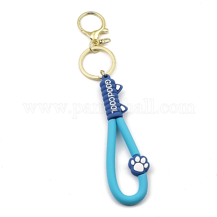 Schlüsselanhänger aus PVC-Seil mit Katzenpfotenmuster KEYC-B015-03LG-01-1