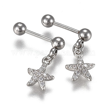 304 Stainless Steel Barbell Cartilage Earrings EJEW-H113-03P-1
