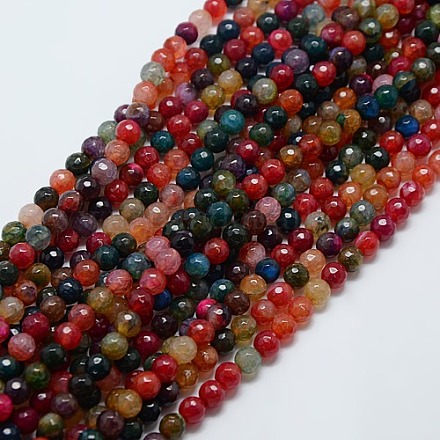 Natural Agate Round Beads Strand G-L084-6mm-08-1