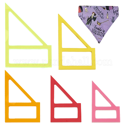 OLYCRAFT 5Pcs 5 Sizes Dog Bandana Sewing Template Set Small Reversible Triangle Sewing Quilting Acrylic Quilting Template Stencil Template Cutting Ruler for Small Dogs Cats Pets Bib Bandana Headscarfs DIY-WH0033-63A-1