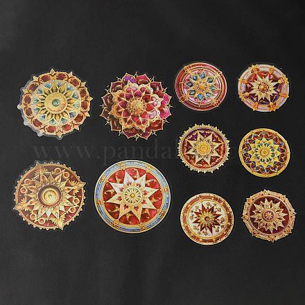 Runde selbstklebende dekorative Aufkleber mit Mandala-Haustier DIY-K069-02C-1