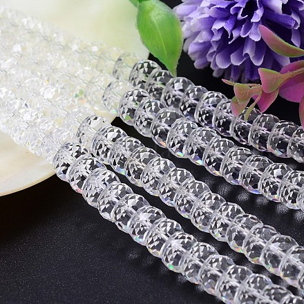 Faceted Flat Round Imitation Austrian Crystal Bead Strands G-M189-6x10mm-01A-1