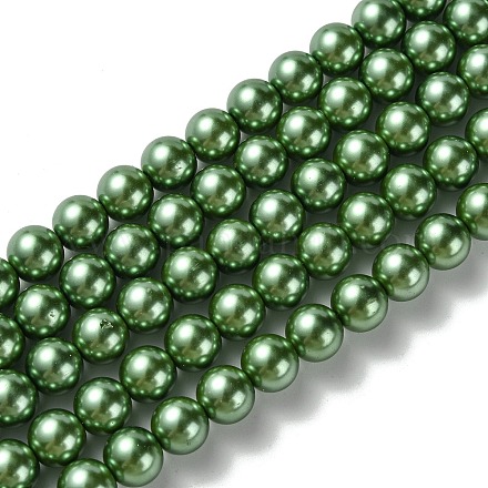 Brins de perles rondes en verre teinté écologique X-HY-A002-8mm-RB074-1