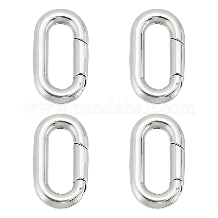 Unicraftale4pcs304ステンレス鋼スプリングゲートリング  楕円形のリング  ステンレス鋼色  18.5x10x3mm STAS-UN0051-08-1