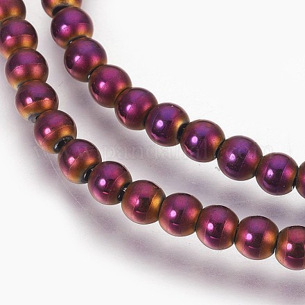Chapelets de perles en hématite synthétique sans magnétiques G-F585-C03-4mm-1