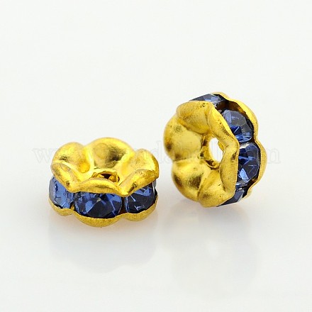 Golden Plated Flat Round Brass Acrylic Rhinestone Spacer Beads RB-J468-11G-1
