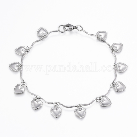 304 Stainless Steel Charm Bracelets BJEW-H528-01P-1