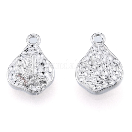 Brass Micro Pave Clear Cubic Zirconia Charms KK-N216-569P-1