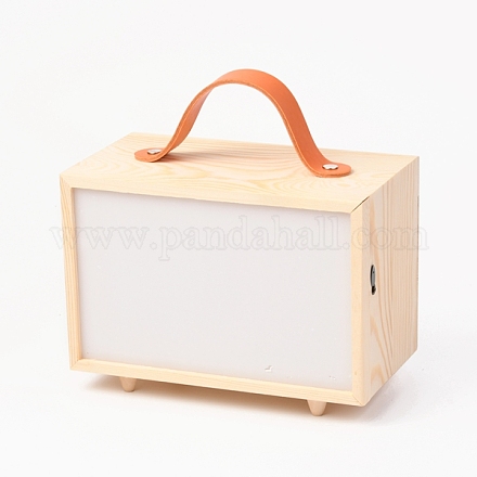 木製収納ボックス  アクリル透明カバーとハンドル付き  長方形  バリーウッド  13x11x26cm CON-B004-04A-1
