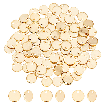 Dicosmetic 100 pz stampaggio pendenti con etichetta vuota pendenti dorati rotondi piatti 8mm pendenti rotondi con etichetta vuota ciondoli incisi in acciaio inossidabile sfusi per la creazione di gioielli fai da te STAS-DC0012-54-1