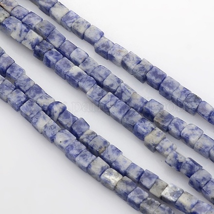 Würfel natürlichen blauen Fleck Jaspis Perlen Stränge G-P057-05-1