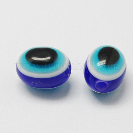 Oval Evil Eye Resin Beads RESI-R160-6x8-01-1
