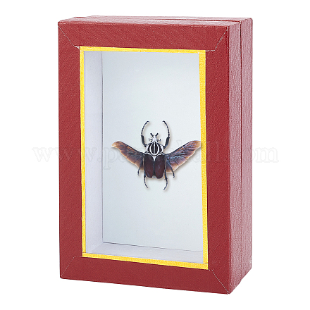 木製収納ボックス  ニス塗りの布ライナー付き  透明なガラス窓ボックス  ジュエリーディスプレイオーガナイザー記念品ボックス  長方形  ココナッツブラウン  18x12.3x5.5cm CON-WH0079-56-1