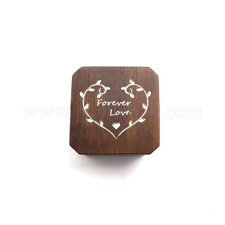 Cajas de almacenamiento de un solo anillo de madera de nogal con forma de corazón tallado PW-WG41164-02-1