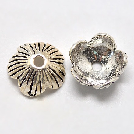 Vintage-Schmuck Zubehör thai Sterling Silber Blume Perlenkappen STER-L008-203-1