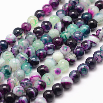Chapelets de perles en agate rayée naturelle/agate à bandes X-G-K155-A-6mm-10-1