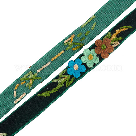 Бархатная лента с цветочным узором Gomakerer длиной 1 ярд SRIB-WH0011-077B-1