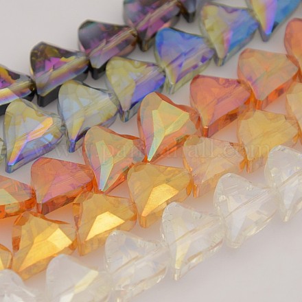 Heart Electroplate Full Rainbow Plated Glass Beads Strands EGLA-P001-M-1