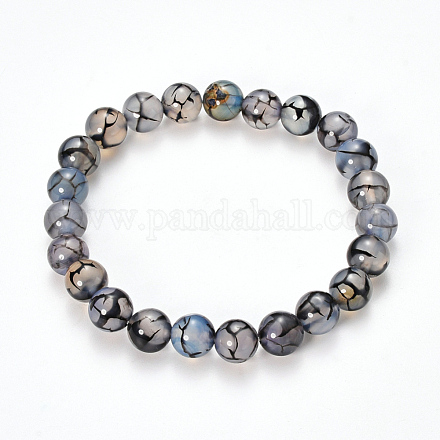 Natürliche Drachen Venen Achat Perlen Stretch Armbänder X-BJEW-Q692-02C-1