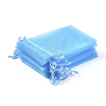 Deep Sky Blue Rectangle Jewelry Packing Drawable Pouches X-T247X011-1