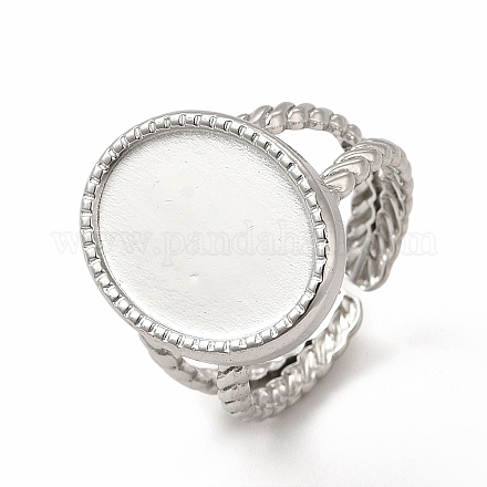 304 Stainless Steel Open Cuff Ring Settings RJEW-B027-29P-1