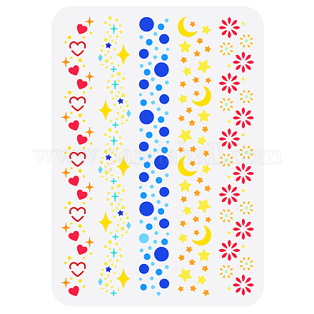 Fingerinspire stella stencil 8.3x11.7 pollice di plastica pet stencil luna cuore modello di disegno floreale rotondo pittura stencil sparkle bordi stencil per mobili per la casa parete decorazione del pavimento DIY-WH0396-370-1