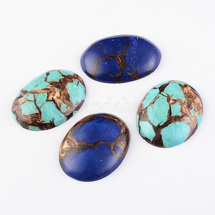 Dyed Mixed Synthetic Stone Oval Cabochons G-E294-04-1