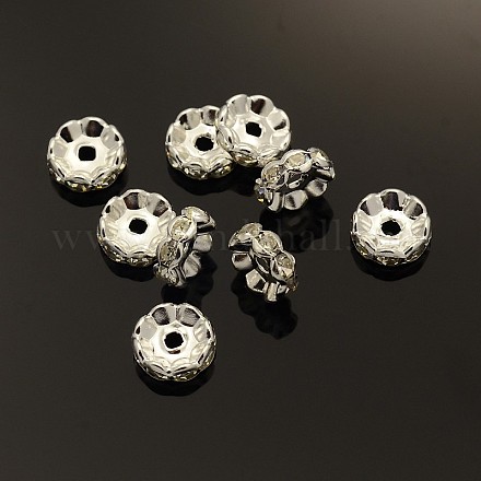 Abalorios de latón Diamante de imitación espaciador RB-A014-L10mm-01S-1