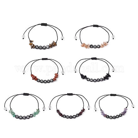 Bracelets de perles tressées en pierres précieuses naturelles BJEW-JB09608-1