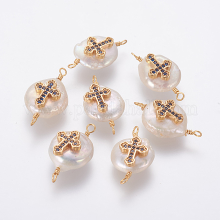 Conectores de eslabones de perlas naturales PEAR-L027-15A-1