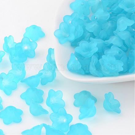 Chunky Sky Blue Transparent Frosted Flower Acrylic Beads X-PL560-6-1
