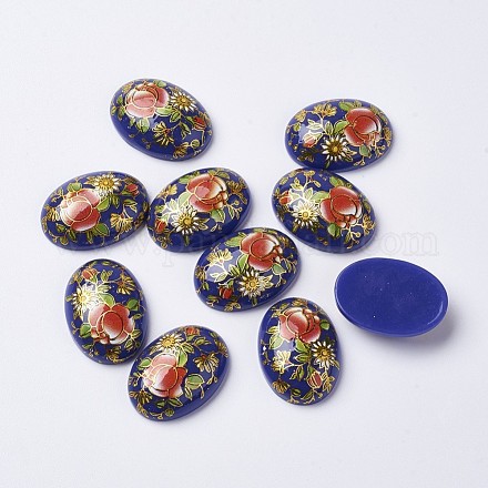 Cabochon in resina con stampa floreale GGLA-K001-18x25mm-05-1