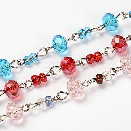 Catene di perle di vetro rondelle per creazione di bracciali collane AJEW-JB00115-1