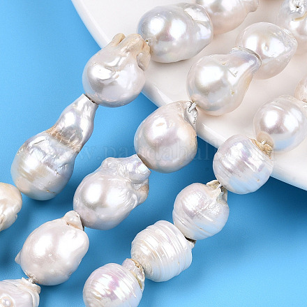 Fili di perle di keshi di perle barocche naturali PEAR-S019-02E-1