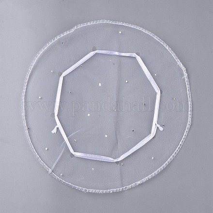 描画可能なパウチ包装白いアクセサリー  オーガンジーギフトバッグ巾着袋  直径約26 CM X-OP075Y-8-1