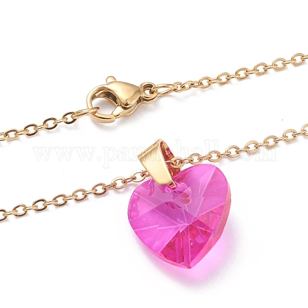 Ожерелья с сердечным стеклом NJEW-K117-01G-03-1