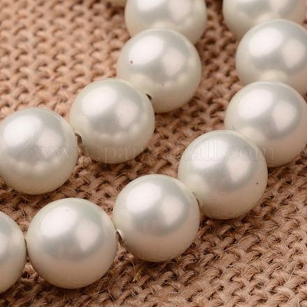 Polished Round Grade A Shell Pearl Bead Strands BSHE-M027-12mm-27-1