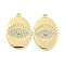 Brass Micro Pave Clear Cubic Zirconia Pendants, Oval with Eye, Real 18K Gold Plated, 15.5x10x1.5mm, Hole: 1mm
