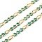 Brass Figaro Chains, with Enamel, Lead Free & Cadmium Free, Long-Lasting Plated, Rack Plating, Soldered, with Spool, Real 18K Gold Plated, Dark Cyan, 3mm